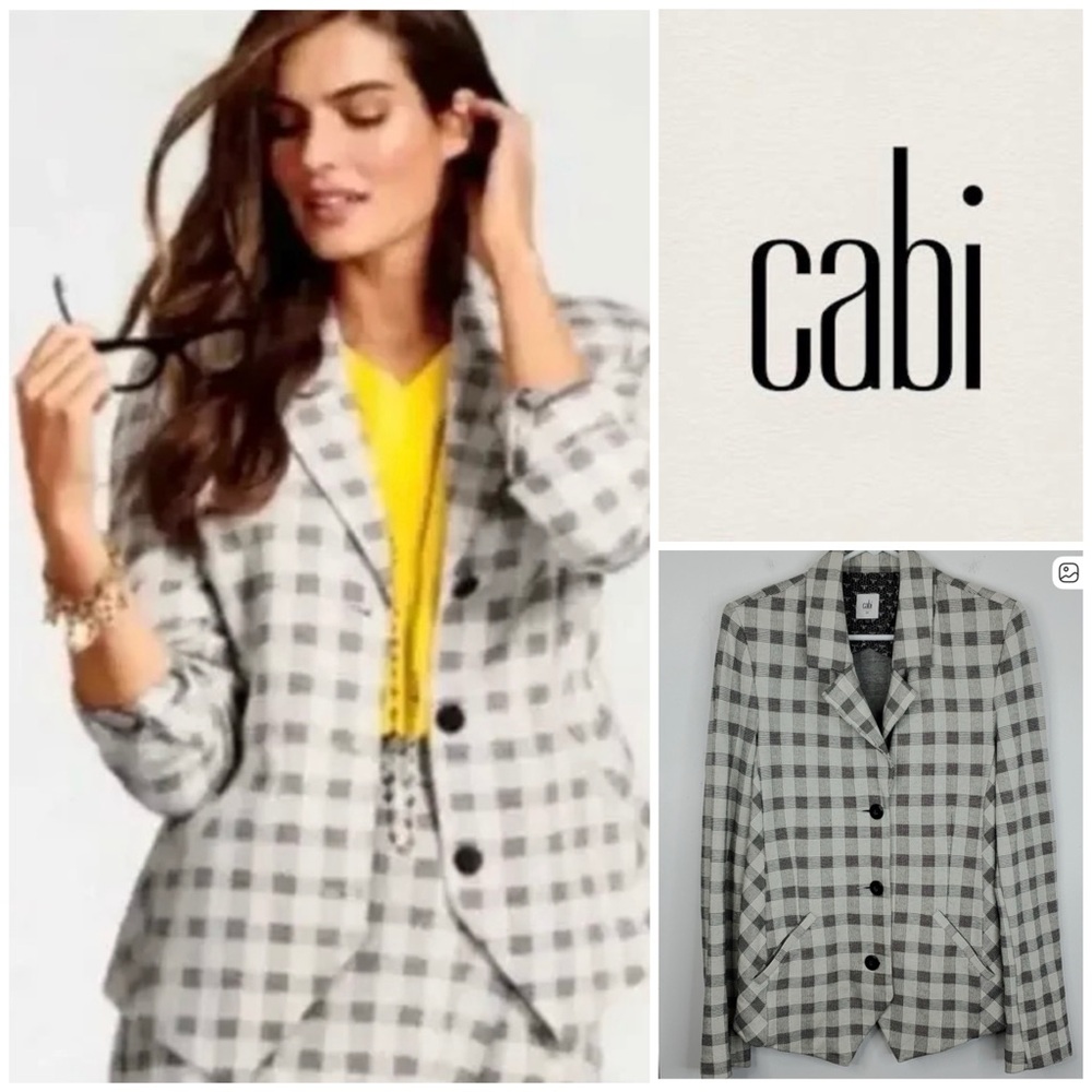 CAbi Women's Black and White Plaid Blazer